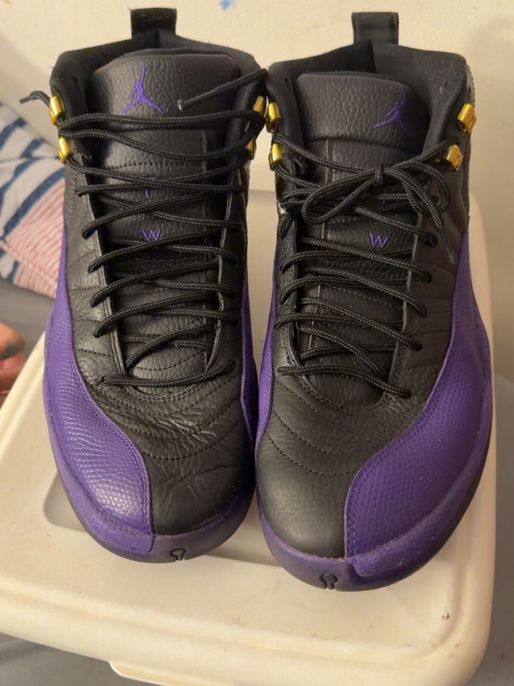 Jordan Men’s Black and Purple High-Top Basketball Sneakers
